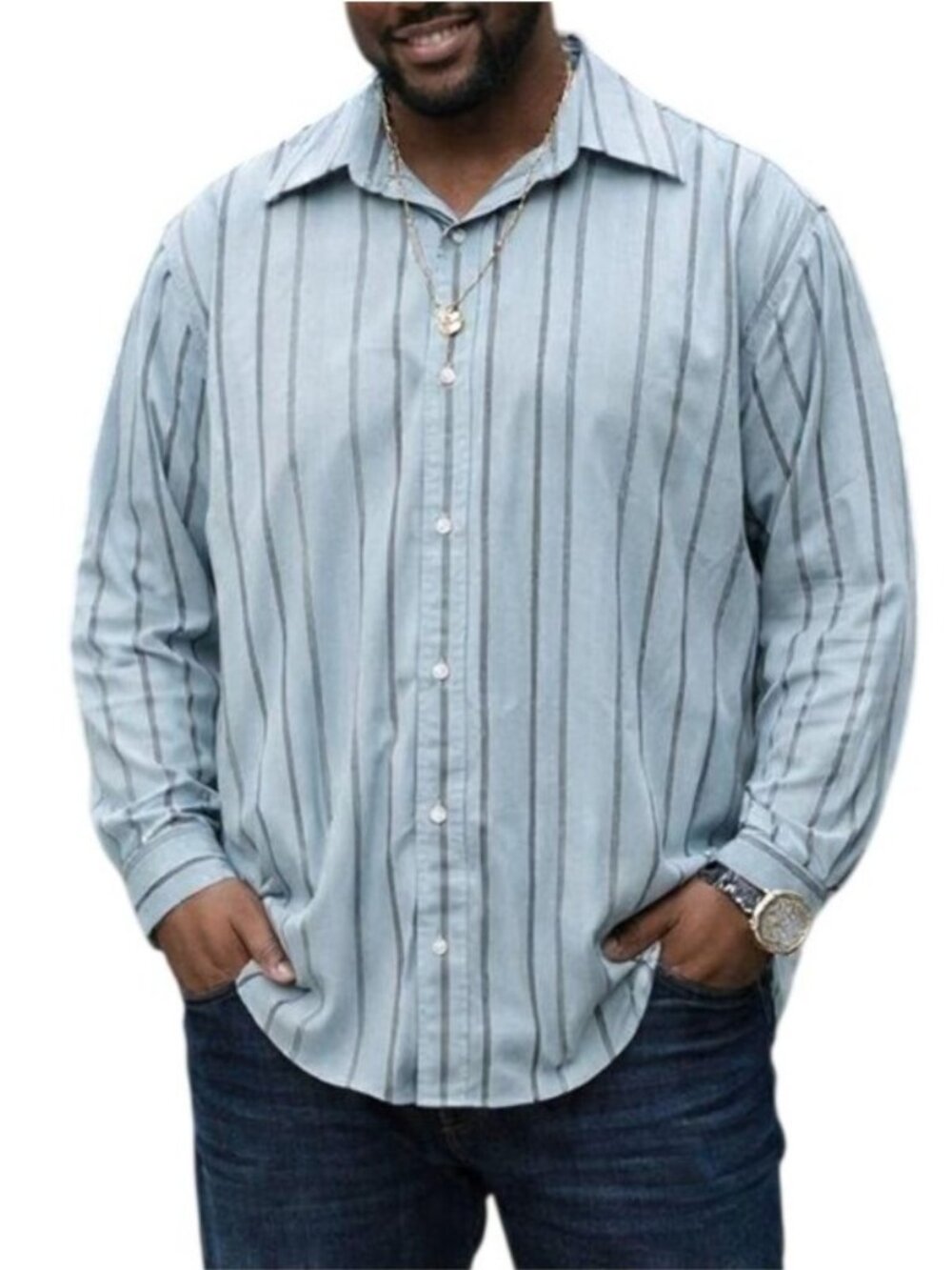 Claiborne Size XL Shirt Mens Button-Down Striped Long Sleeve